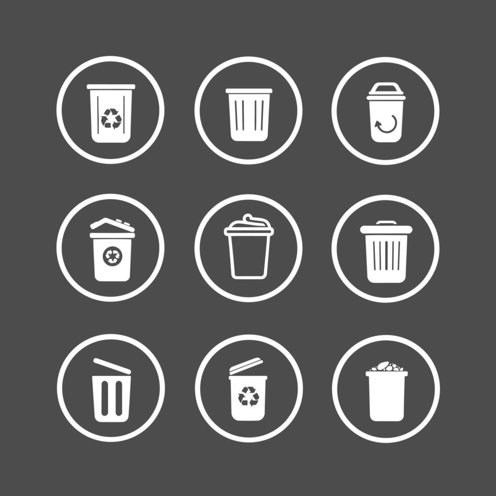 Recycle Bin Icon Set for Sustainability and Environmental Projects vector
