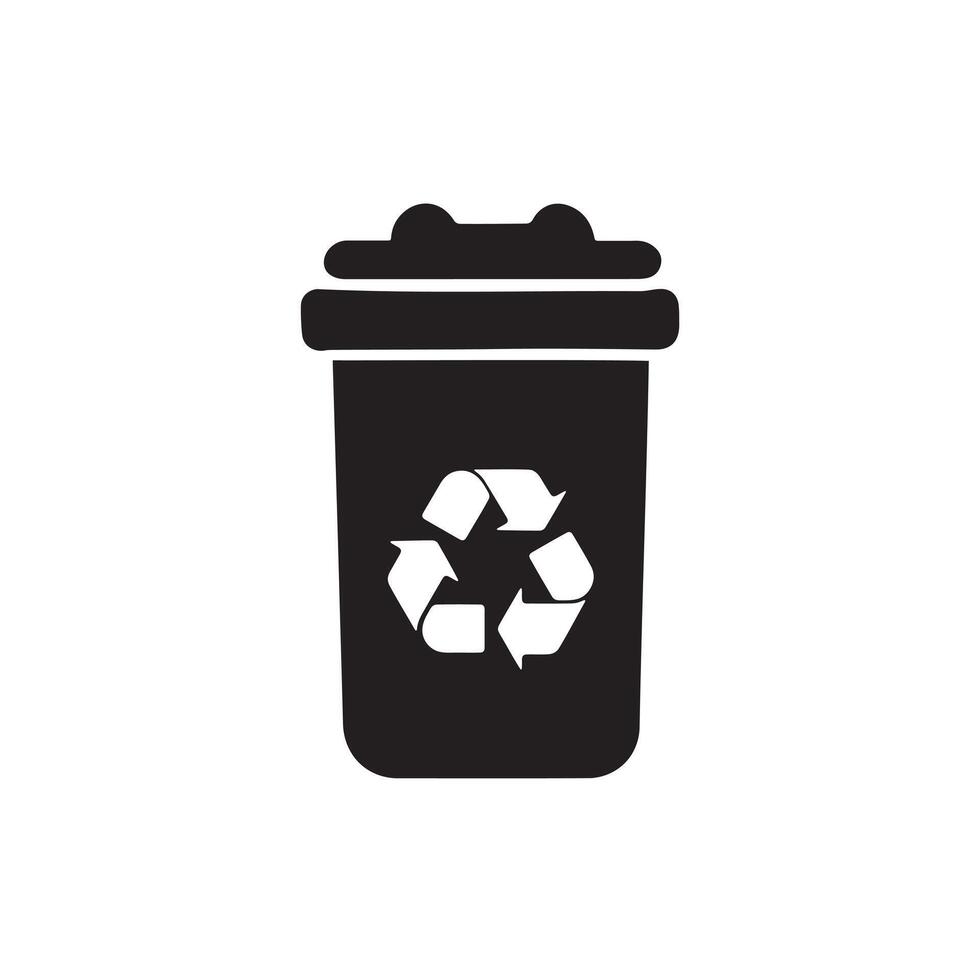 Recycle Bin silhouette for Waste Management on white background vector