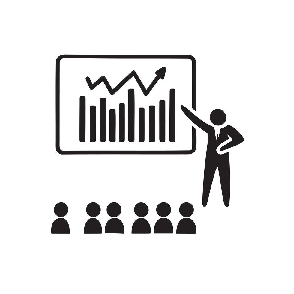 Presentation Icon, Speaker Presenting to Audience vector