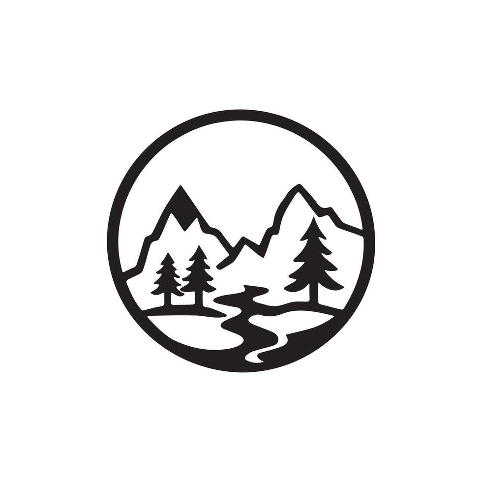 Scenic Mountain Icon, Landscape and Nature Designs vector