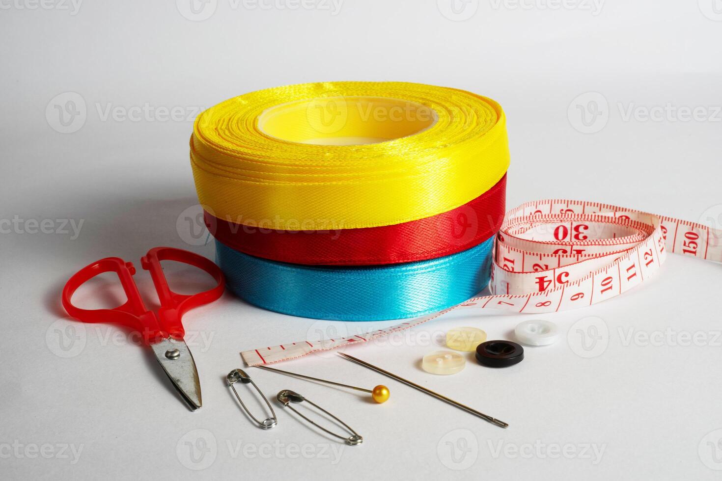 scissors and ribbon for tailor banner background photo