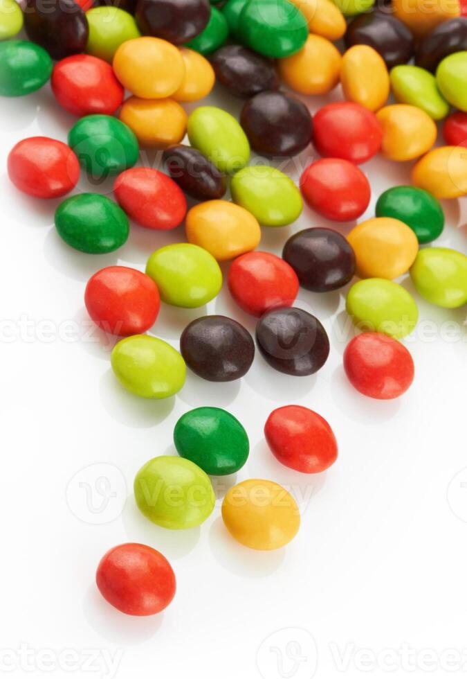 colorful candies on white photo