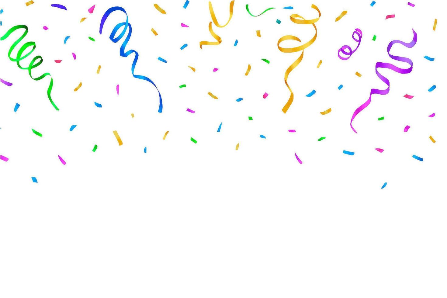 Vibrant falling confetti and serpentine streamers from the top on a white background vector