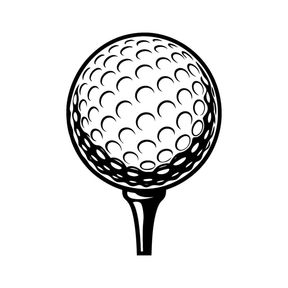 Monochrome illustration of a golf ball on a tee vector