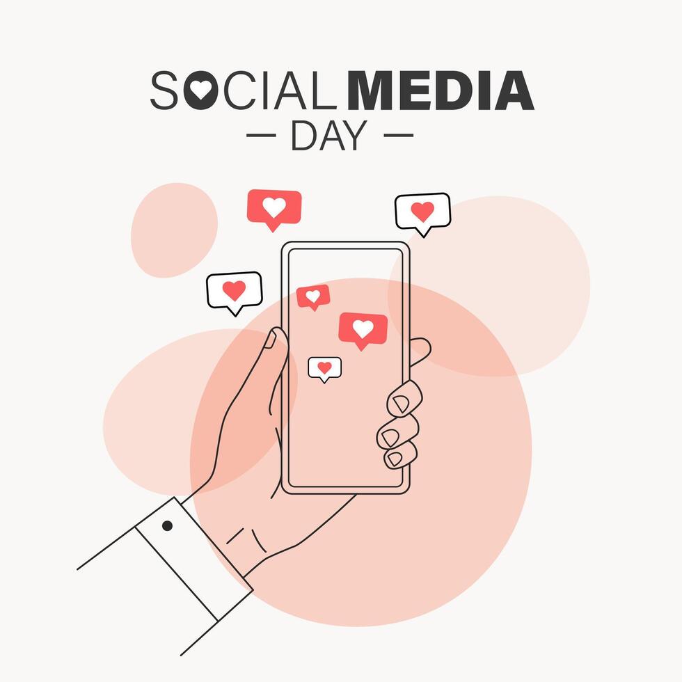 Celebrating Social Media Day with likes on a mobile device vector