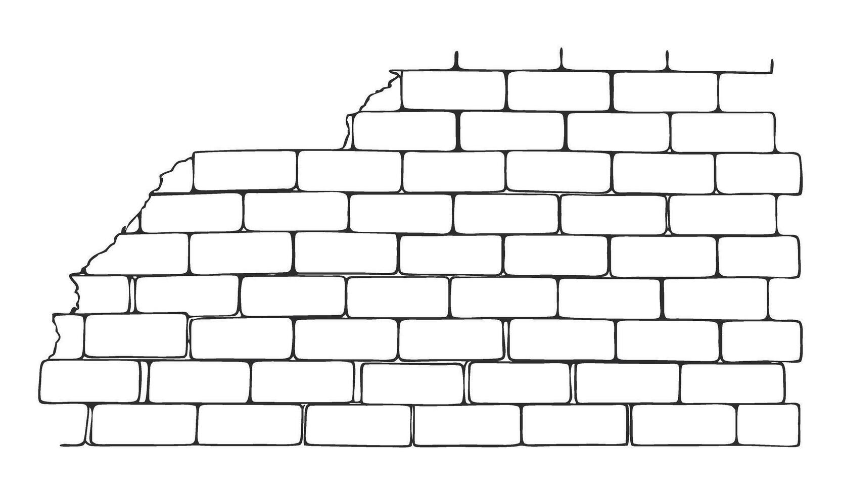 Stylized outline of a brick wall for design elements vector