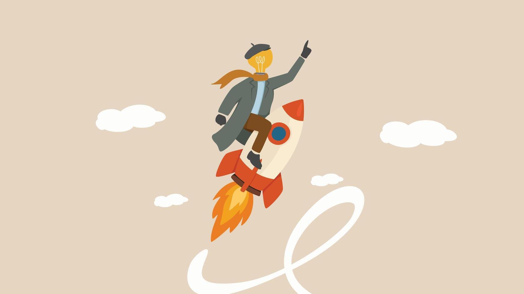 Creative Lightbulb rocket vector