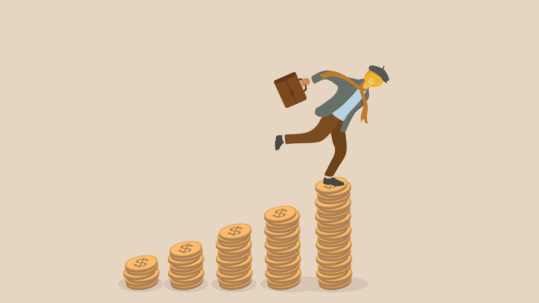 Creative Lightbulb character money rich vector