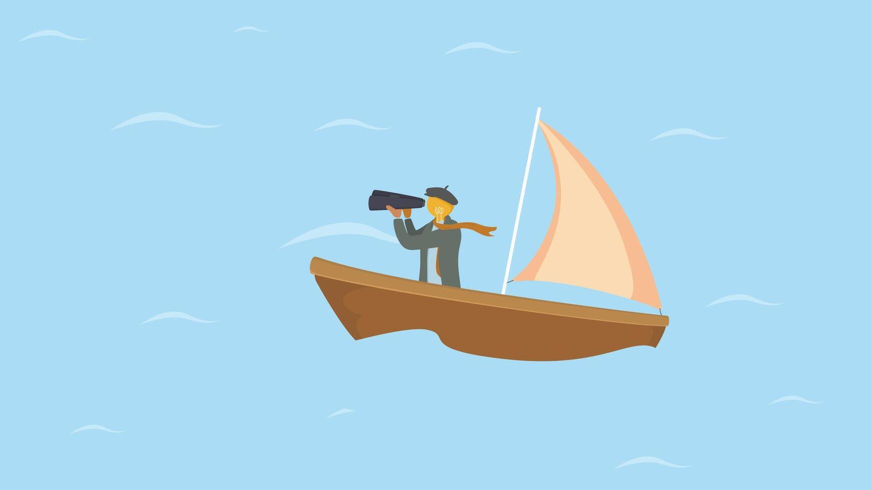 Creative Lightbulb character boat vector