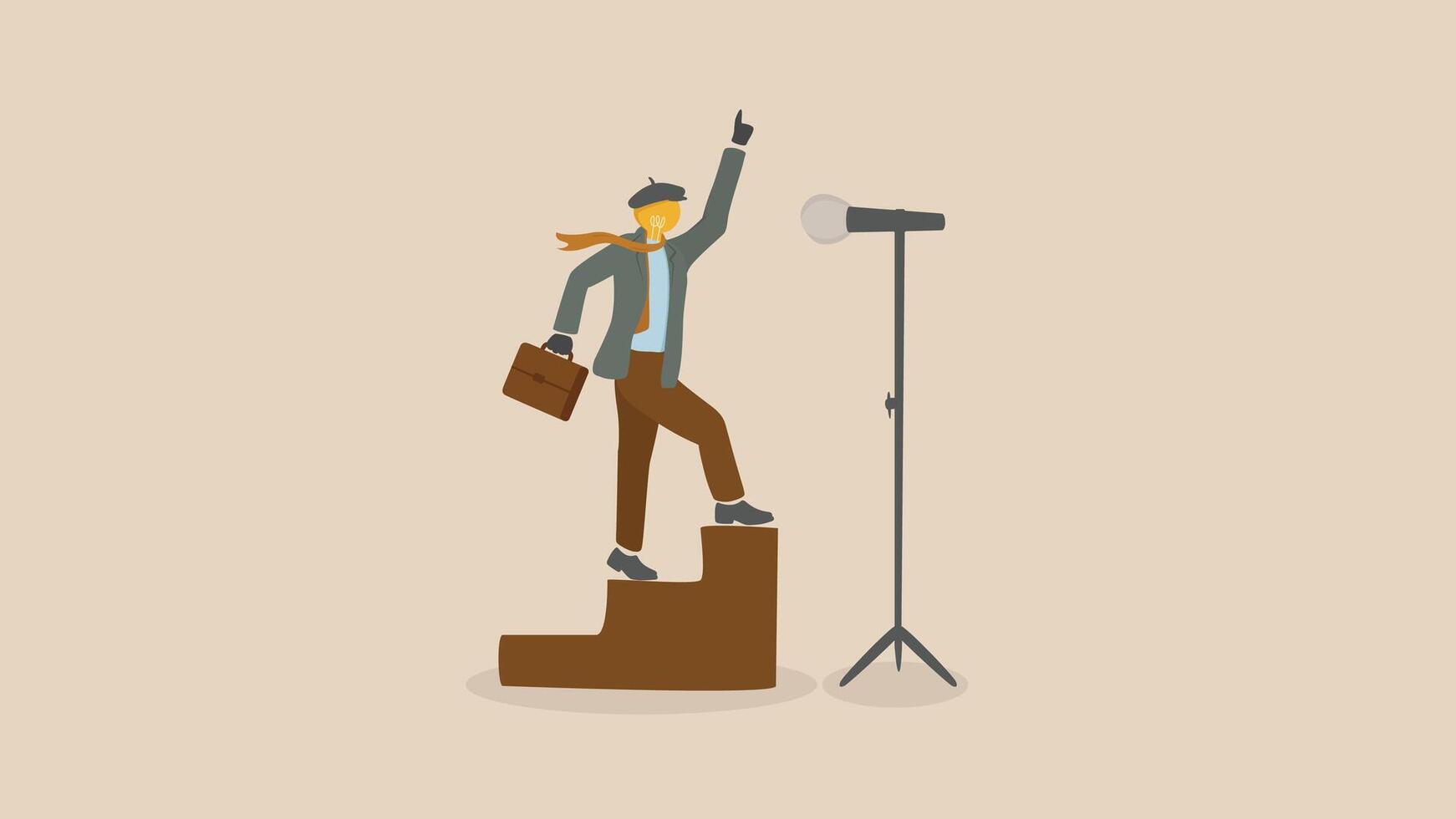 lightbulb head character mic vector