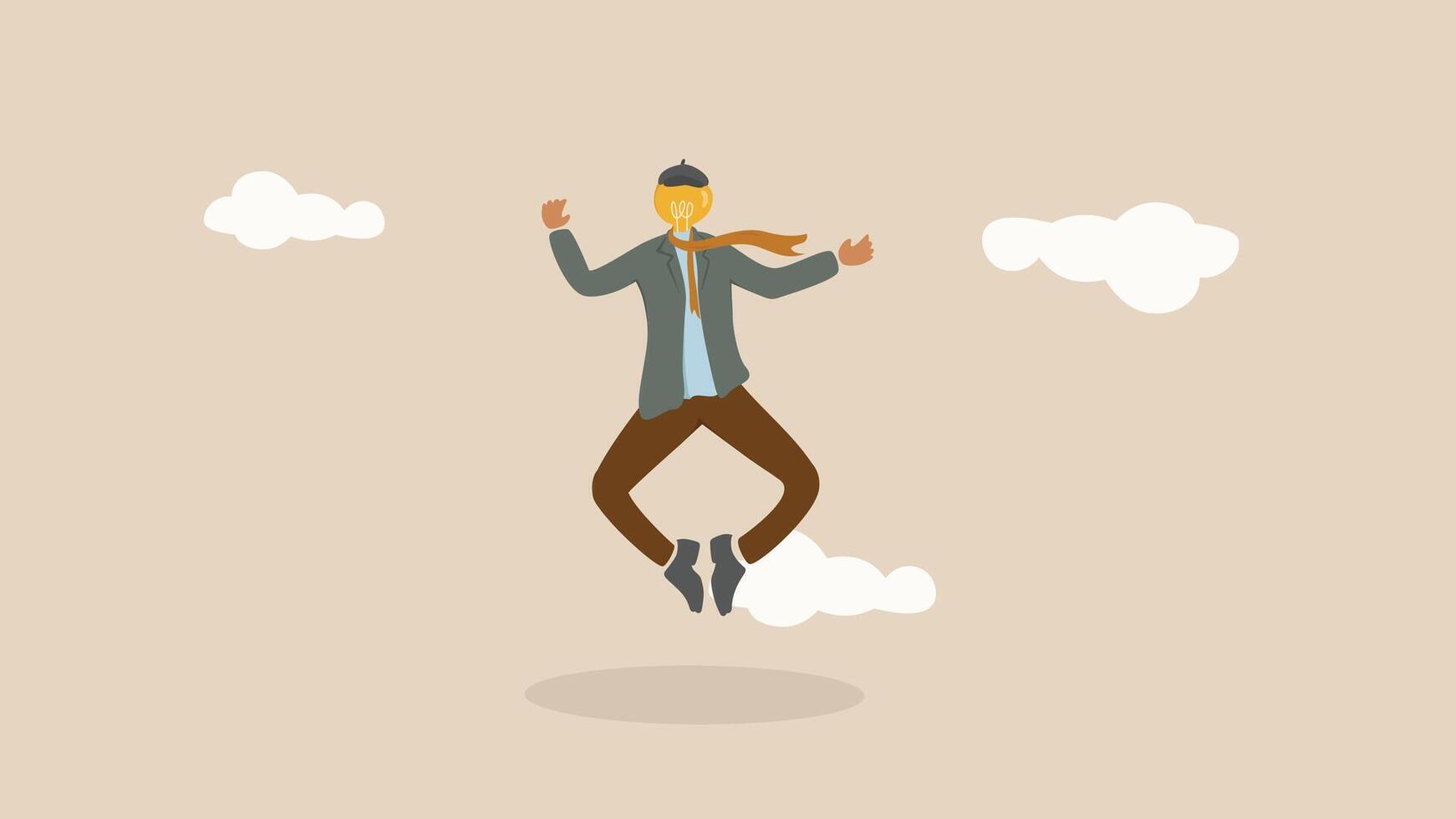 lightbulb head character jump vector