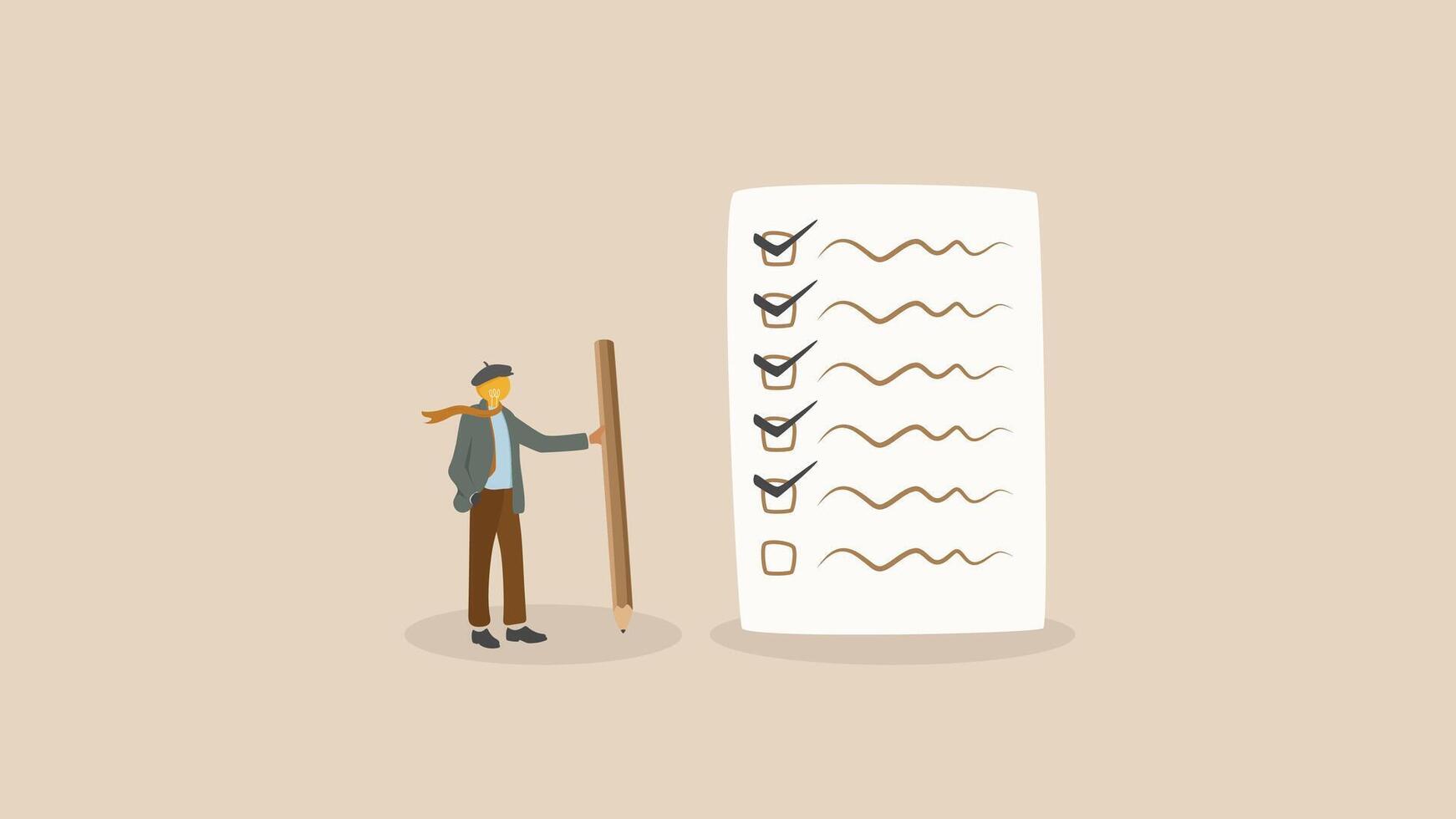 Creative Lightbulb character to do list vector