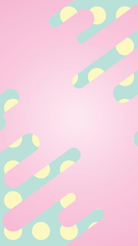 Illustration of yellow polka dot background with pastel pink wavy lines vector