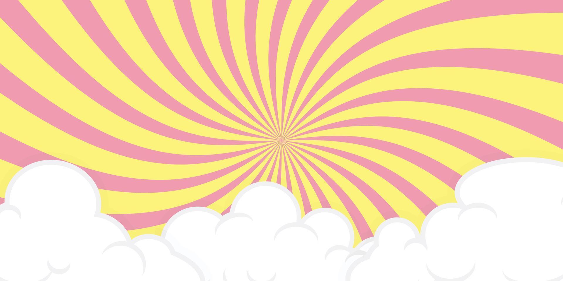 Radial background with swirls and clouds foreground vector