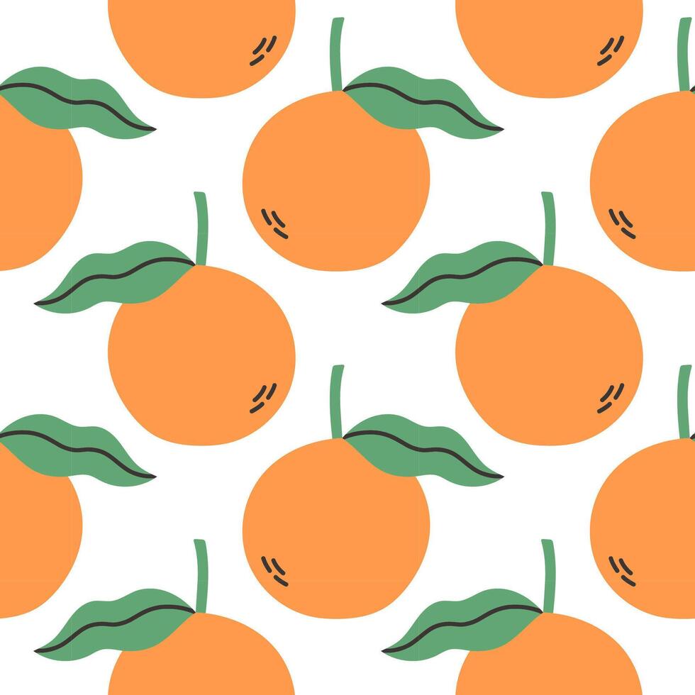 Orange summer pattern on white background. Simple seamless pattern with oranges. design for greeting card and invitation of seasonal summer holiday vector