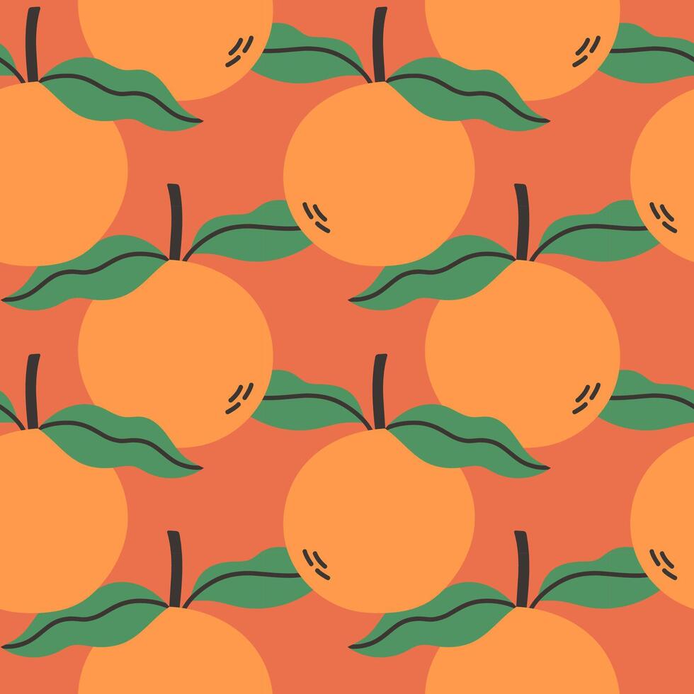 Orange summer pattern on red background. Simple seamless pattern with oranges. design for greeting card and invitation of seasonal summer holiday vector