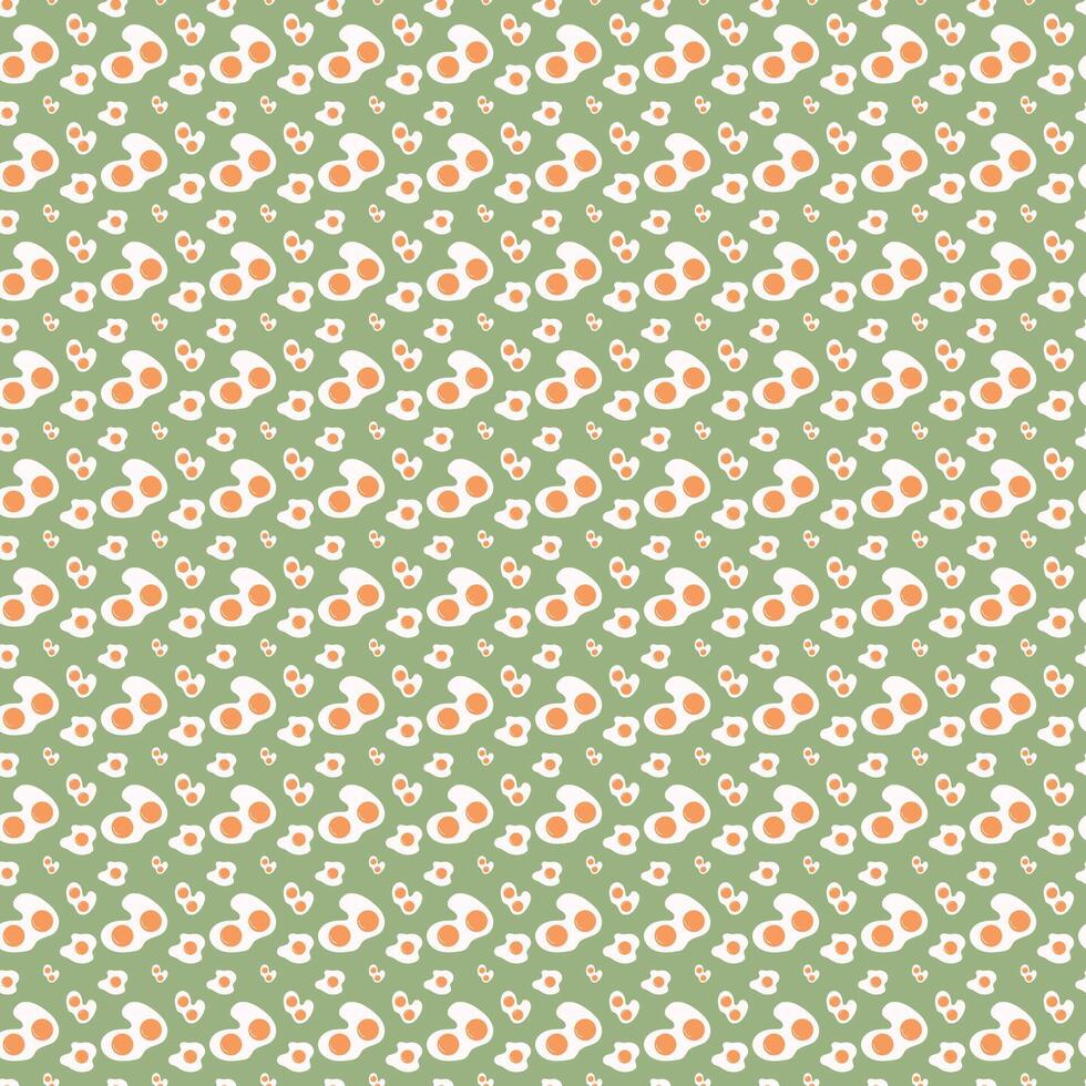 Pattern Fried Egg, Sunny-Side-Up on Yellow Background. Healthy Breakfast, Protein Food Print vector
