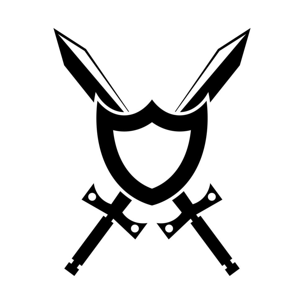 shield with sword illustration vector