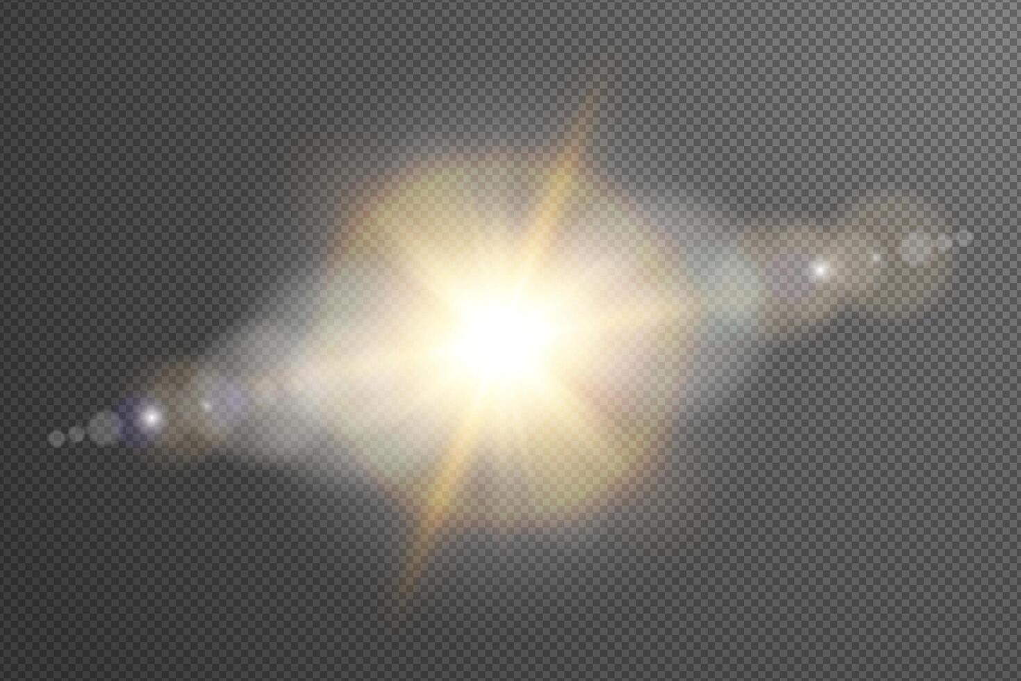 A bright light with a lens flare on a black background vector