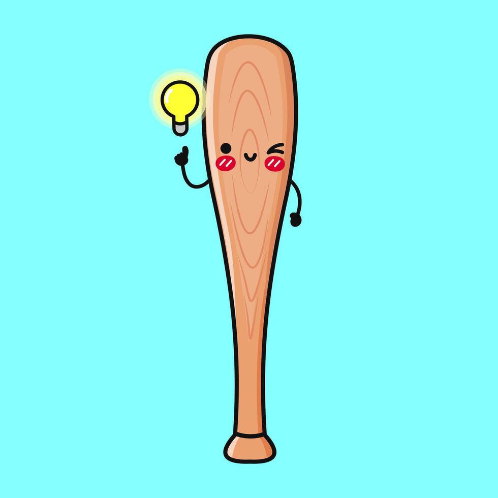 A Baseball character with a lightbulb expressing a bright new idea, perfect for any project. vector