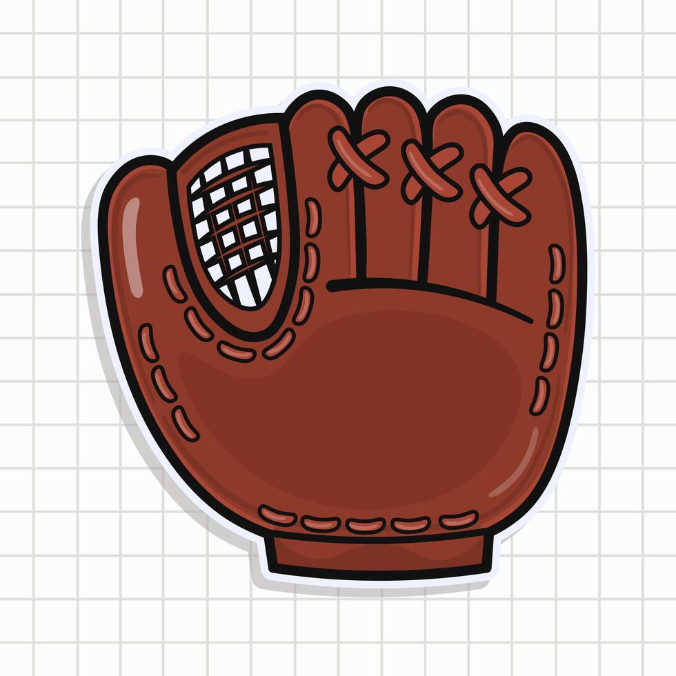 This illustration showcases a Baseball Glove, set against a white grid, capturing the essence of the game. vector
