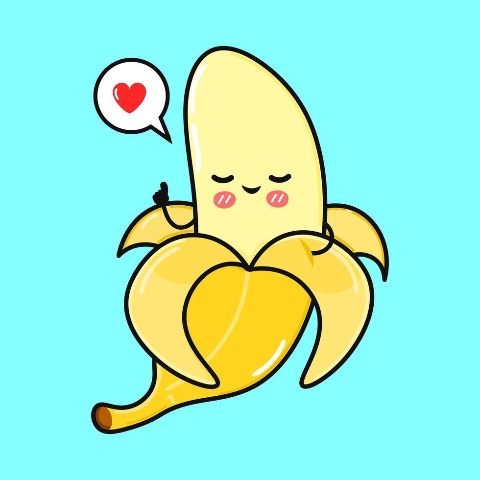 Cheerful Banana character lounging with peeled skin, nestled within romantic heart-shaped bubble, daydreaming sweetly vector