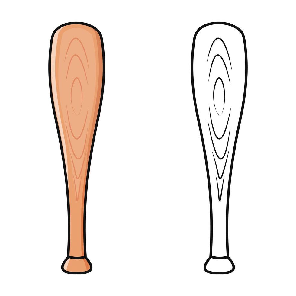 Baseball bat silhouette and line drawing displaying minimalist graphic style, resting against stark white background with precise rendering vector