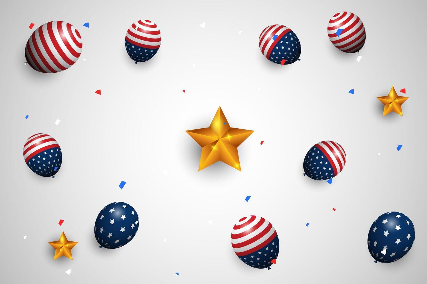 isolated background of balloons and stars with an American theme for banner and web background vector