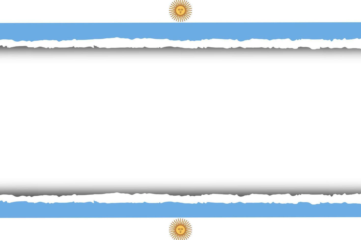 The border of the Argentine flag is torn paper. vector