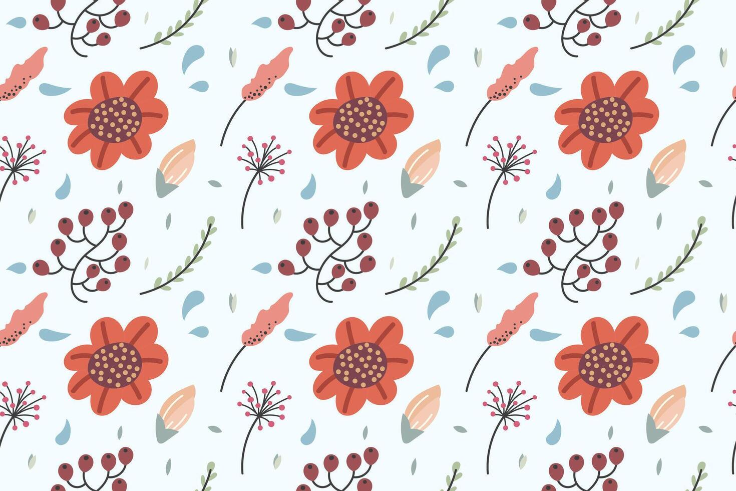 beautiful colorful flower patterns. red, yellow vector