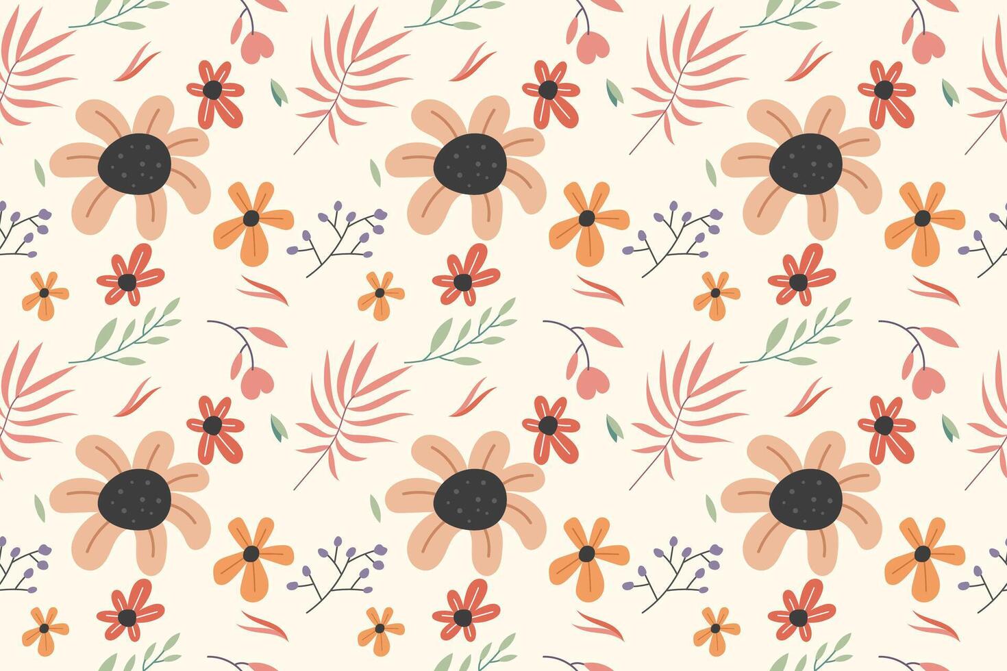 beautiful summer flower pattern with orange hues vector