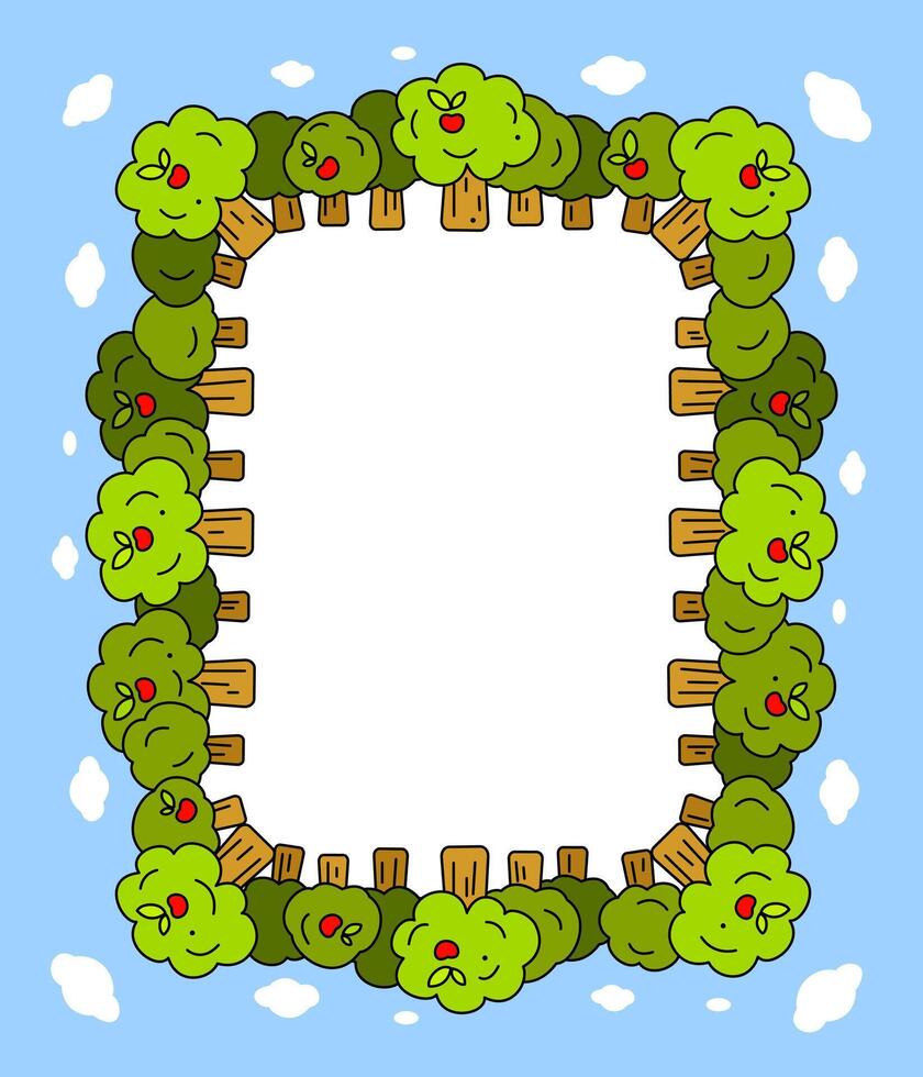 Colored frame with cartoon trees vector