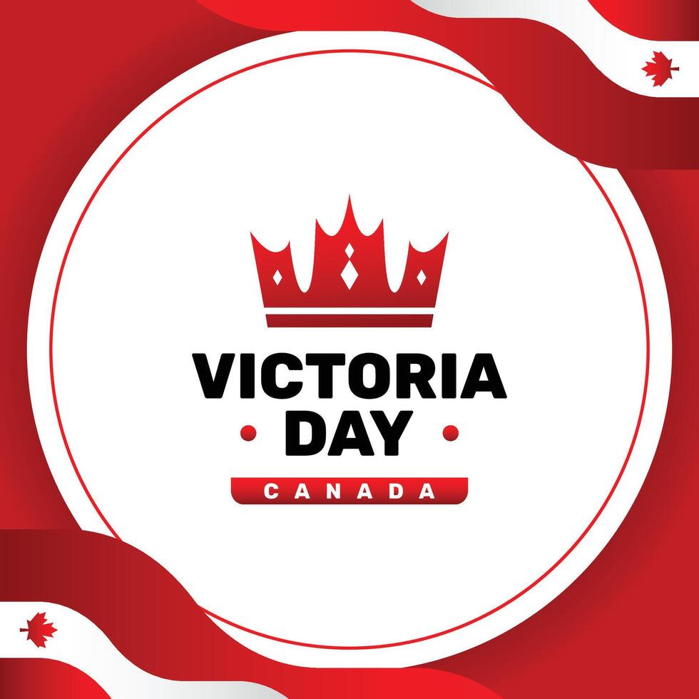 Victoria Day Poster Design with Crown and Red Maple Leaf Elements vector