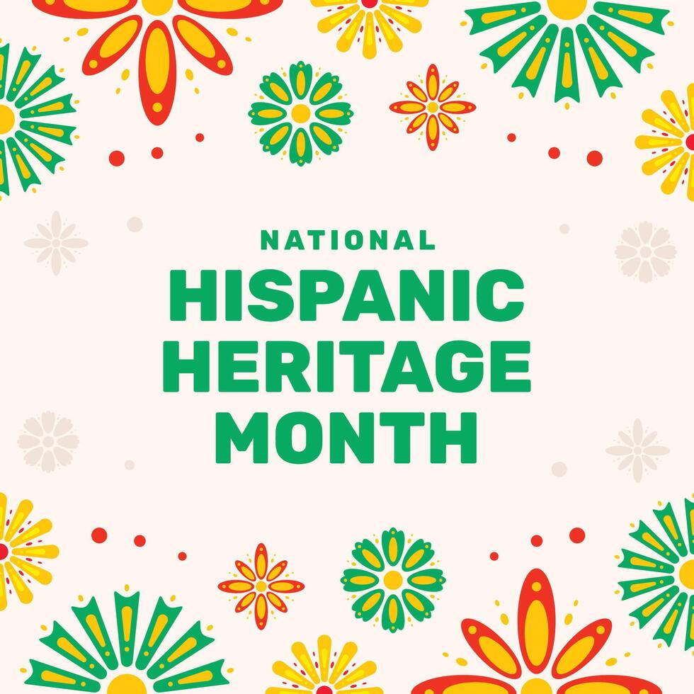 National Hispanic Heritage Month Flat Design Background with Colorful Patterns vector