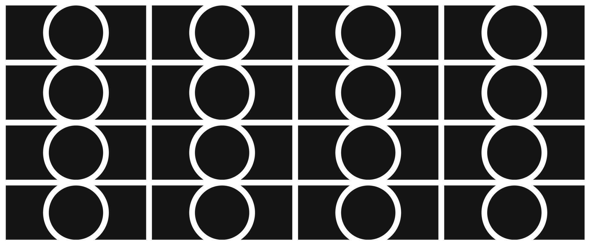 A Black and White Grid Pattern with Vertical Stacks of Circles. blank collage frame photo part or picture mockup. frame. picture college. picture frames. vector