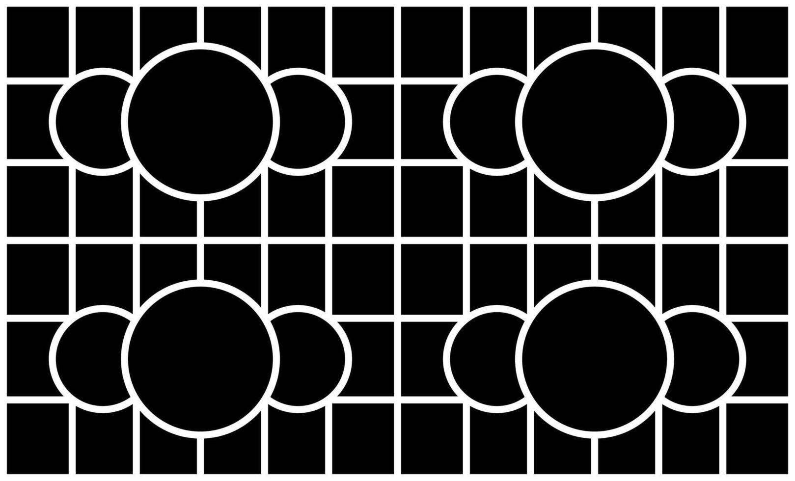 A Black and White Grid with Four Sets of Overlapping Circular Photo Frames. blank college frame photo part or picture mockup. vector