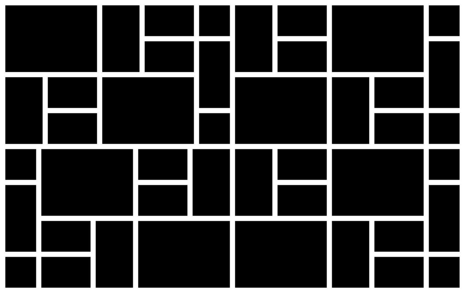 A Horizontal Black and White Rectangular Grid Photo Collage Template for Multiple Photos. blank college frame photo part vector