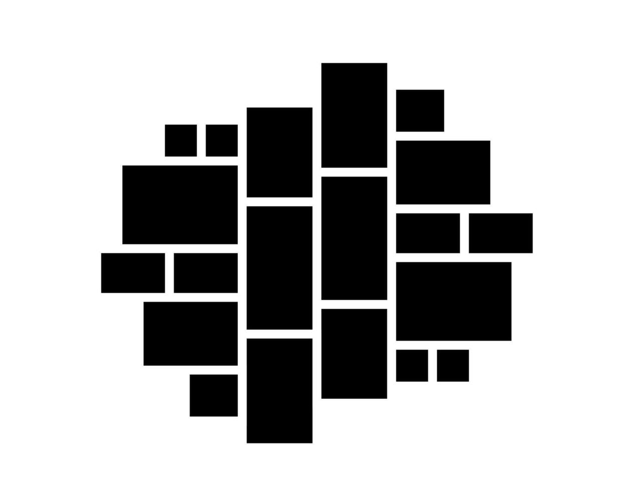 Black and White Irregular Grid Photo Collage Template for Multiple photos. blank college frame photo part or picture vector