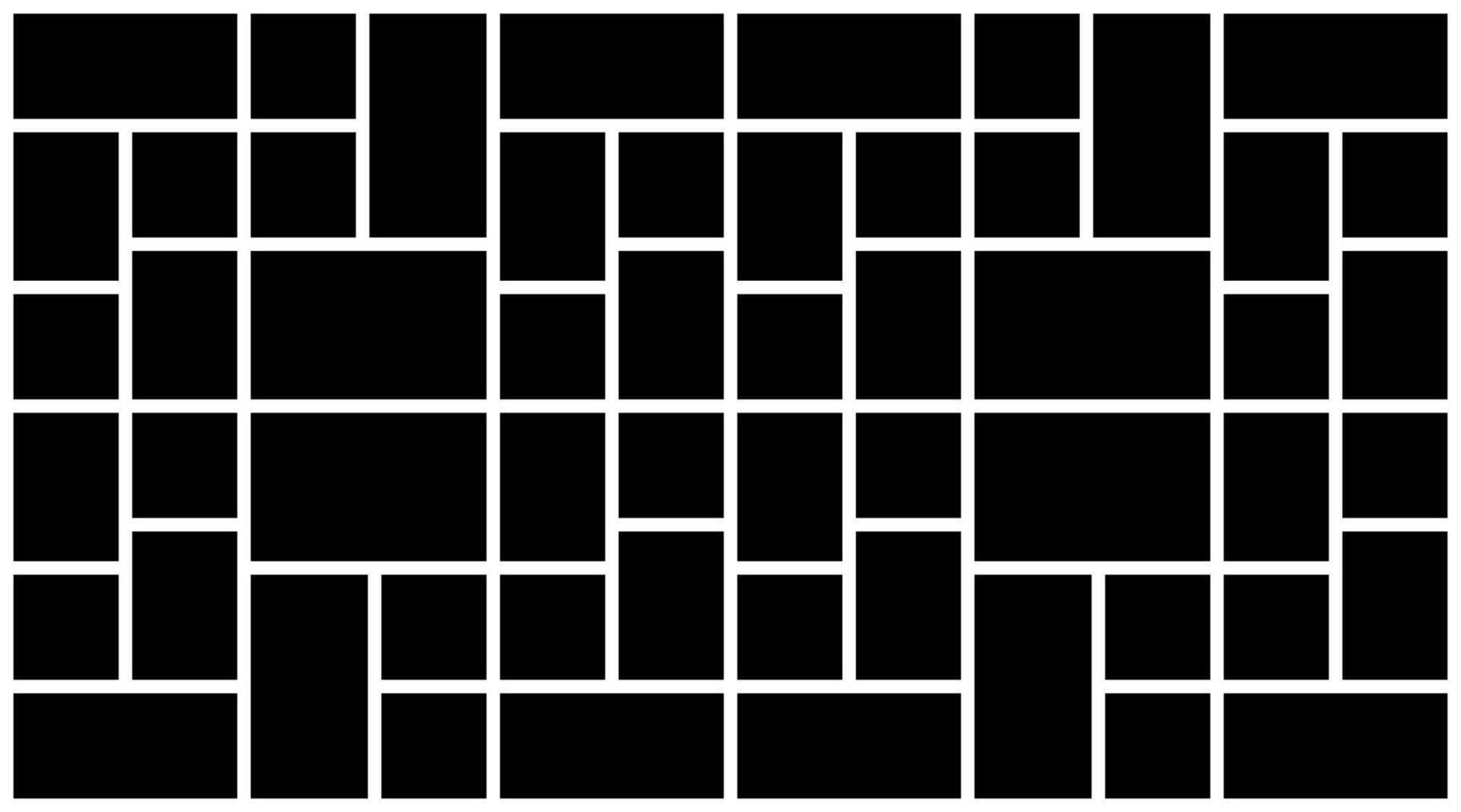 A Horizontal Black and White Rectangular Grid Photo Collage Template for Multiple Photos. blank college frame photo part or picture mockup. frame. picture college. vector