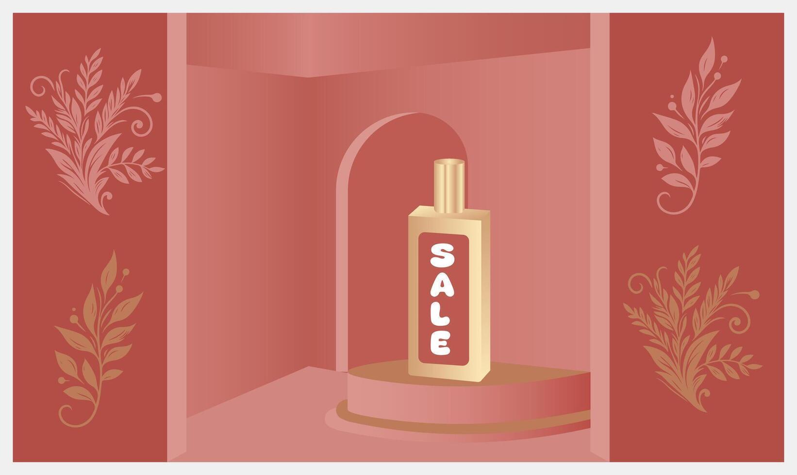 Stylish 3d product display mockup natural business concept with plants, ideal for branding, posters, ads and presentations vector