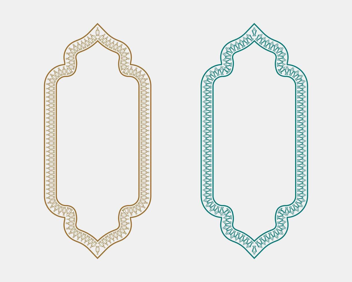 Islamic Tazhib iranian frame text box Art border design floral plant set vector