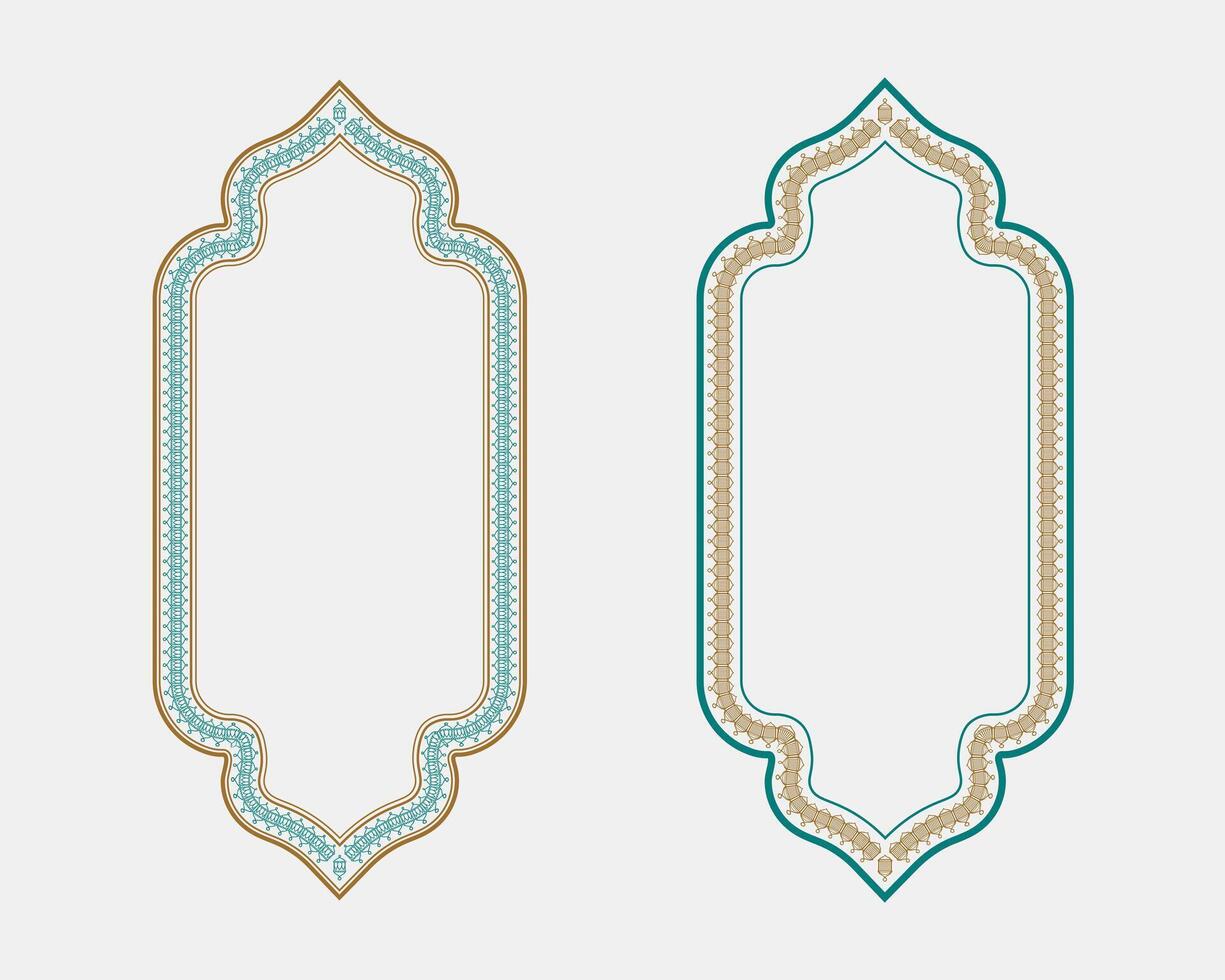 Traditional islamic tazhib frames iranian border art with text box space floral plant design templates for print and digital projects vector