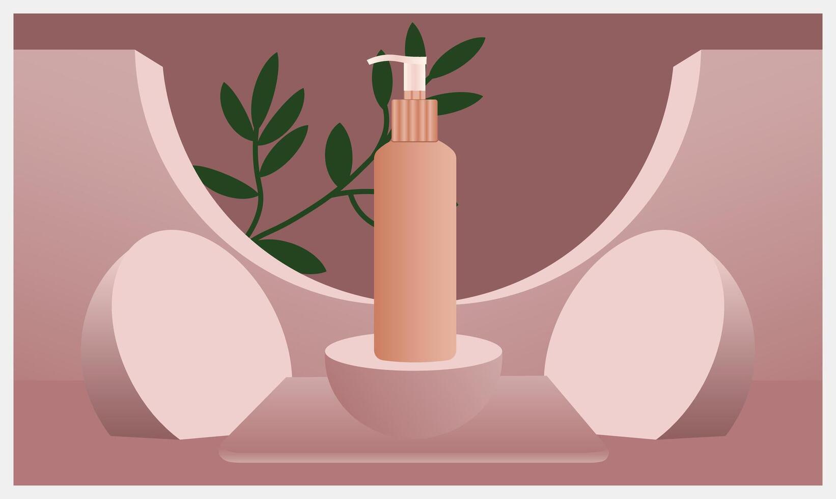 Product sale podium with plant elements aesthetic 3D setup for branding, Ads Templates, banner, mockup, Label highlights vector