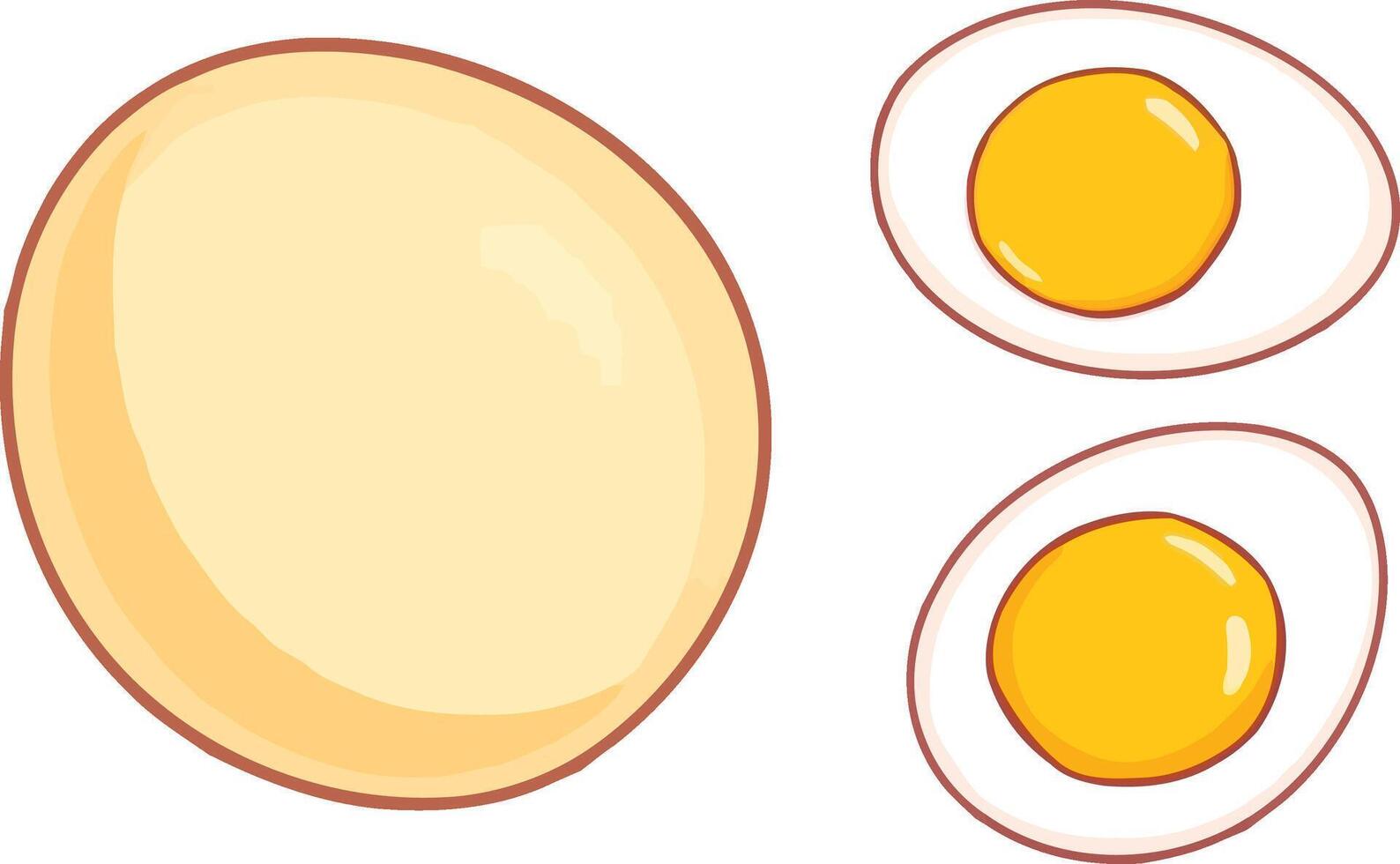 Organic Boiled Eggs Flat Design, Healthy Food with Vitamins and Protein Elements vector