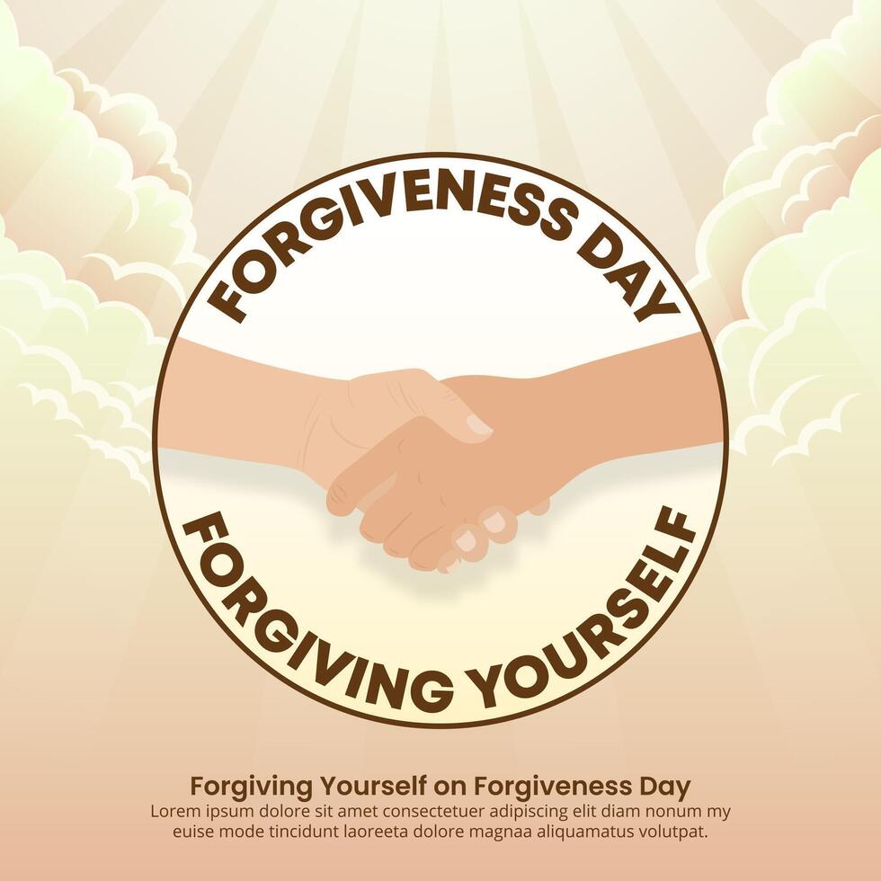 Forgiveness Day design with a handshake and light sky vector