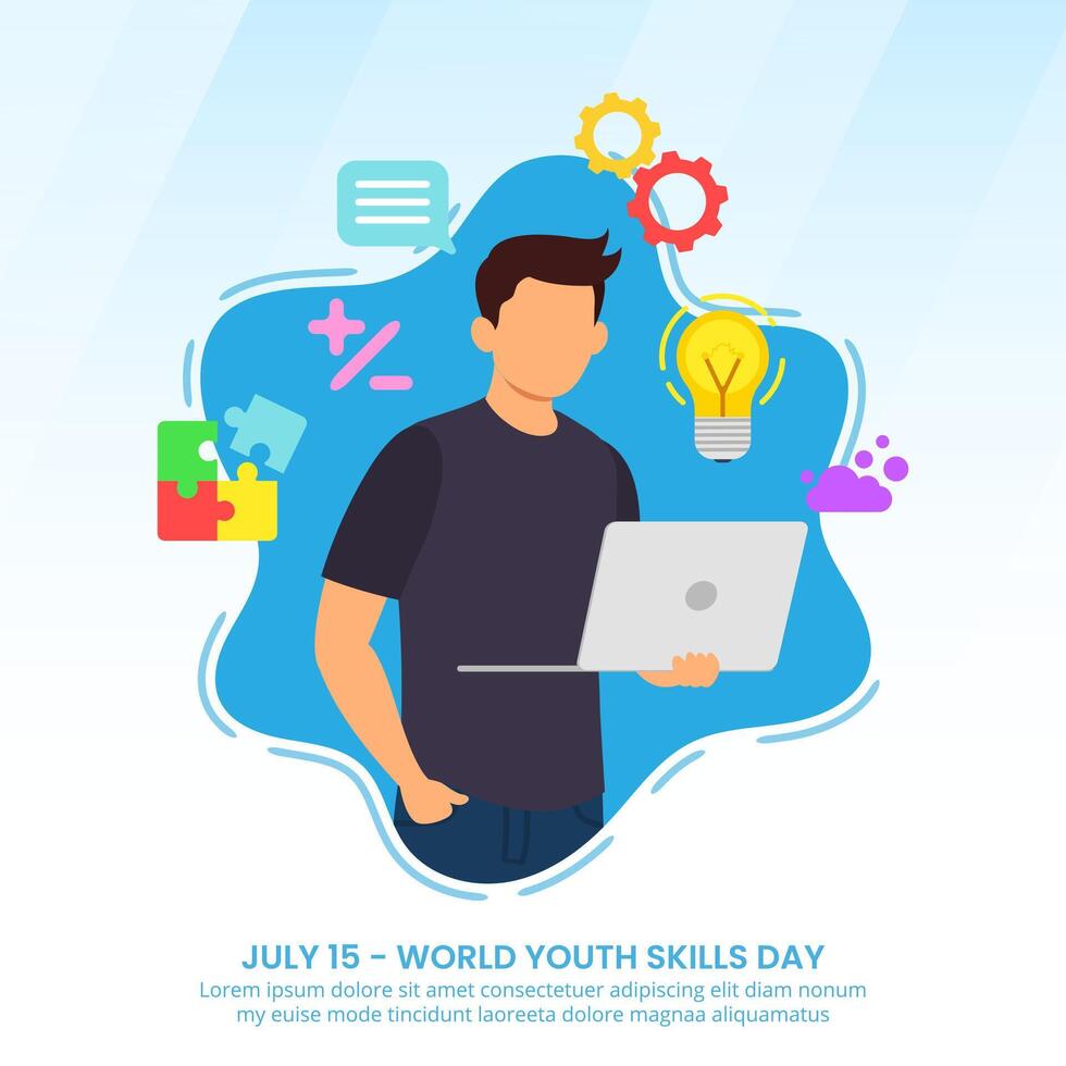 World Youth Skills Day design with a fully skilled boy vector