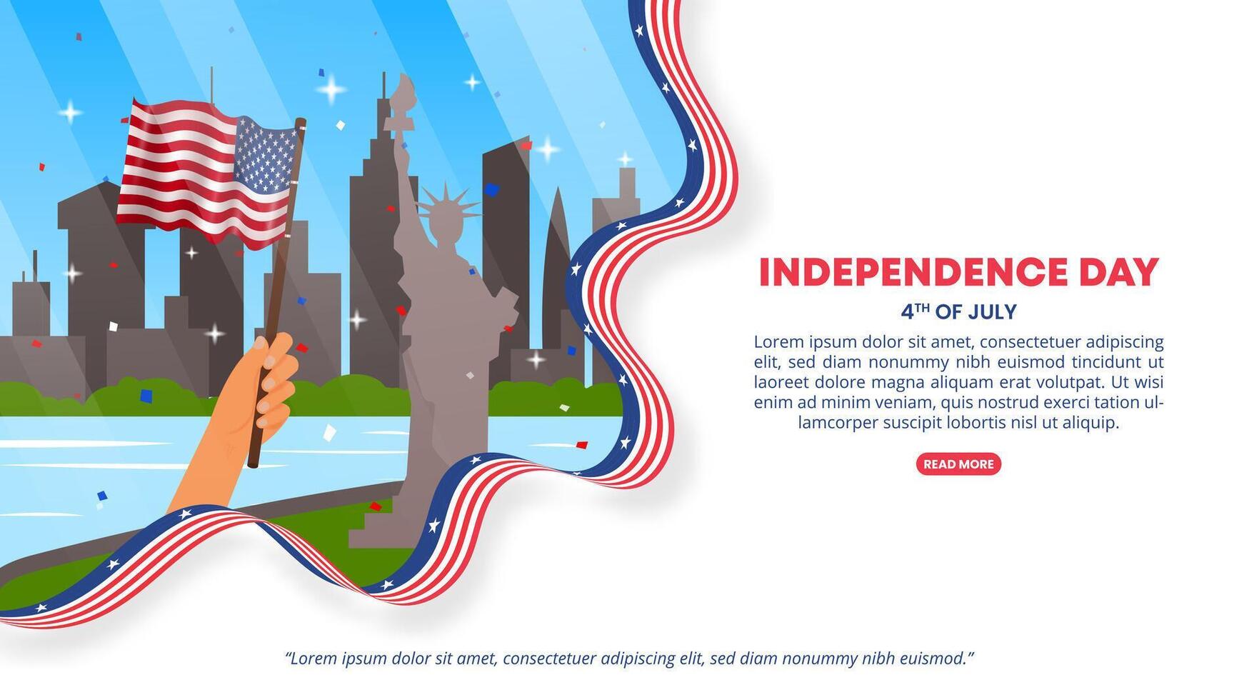 4th Of July Independence Day design with a waving flag and scene vector