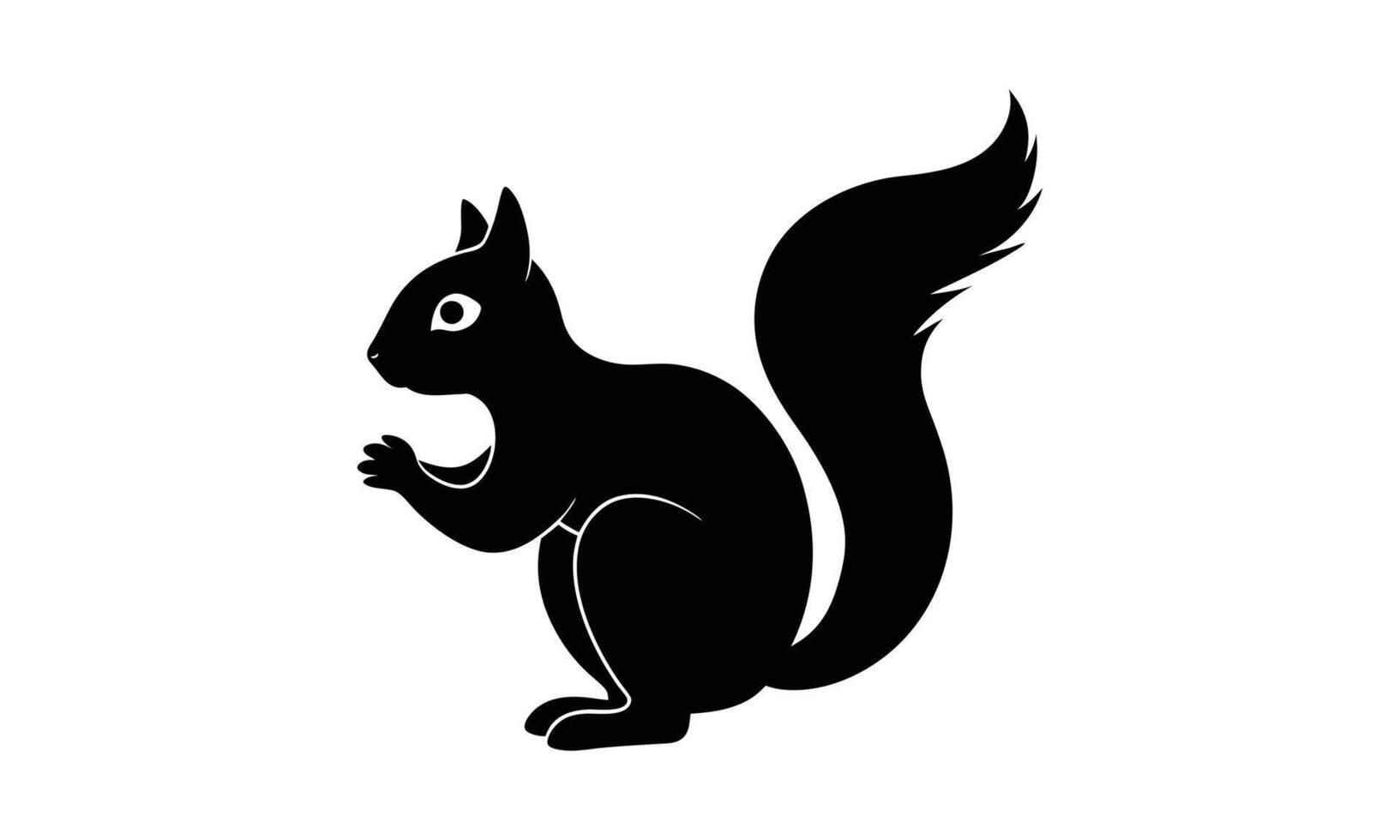 Black silhouette squirrel sitting profile view vector