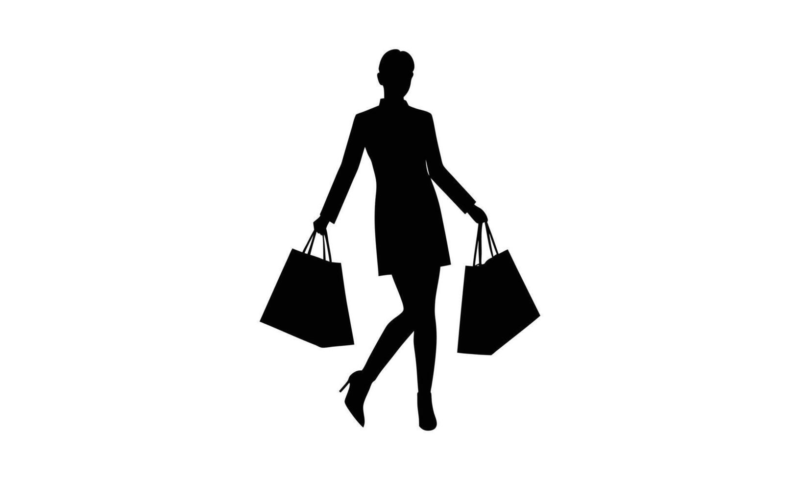 Woman silhouette shopping bags retail fashion style vector