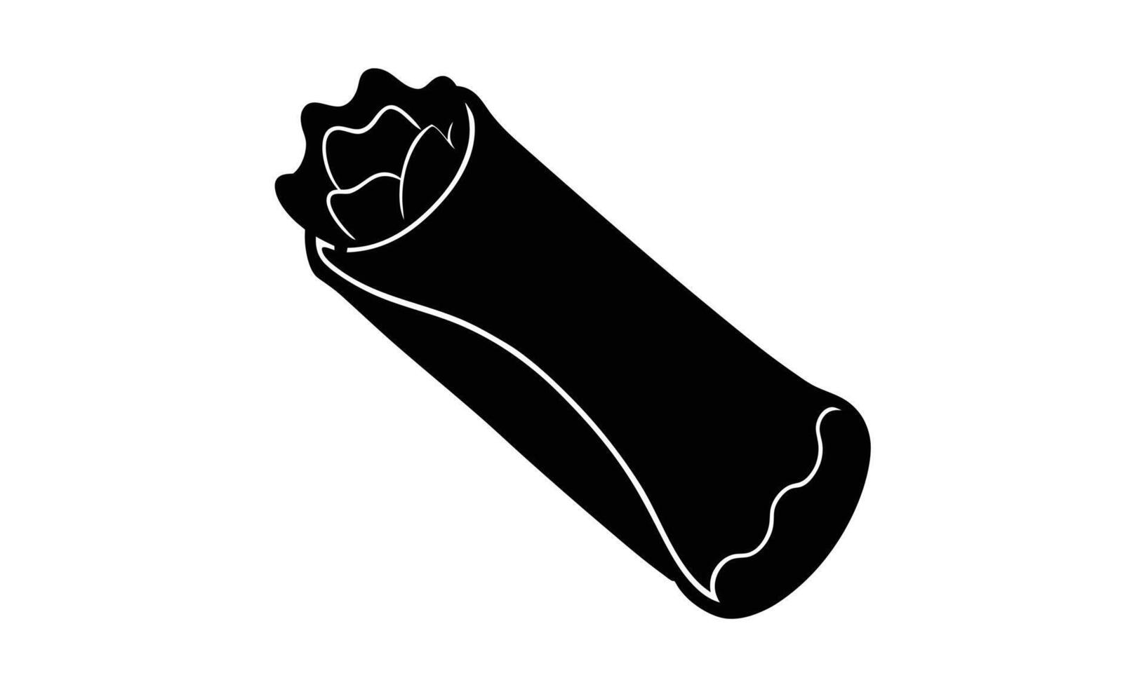 Delicious burrito black and white illustration vector